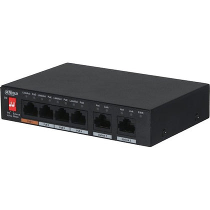 Dahua PFS3006-4ET-60 Desktop , 6-Port Unmanaged PoE Desktop Switch, 4 × RJ45 10-100M, 60W