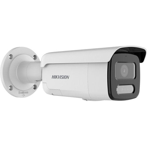 Hikvision DS-2CD2T47G2-LSU-SL Pro Series ColorVu 4MP Strobe Light and Audible Warning IP67 IP Bullet Camera, 4mm Fixed Lens, White