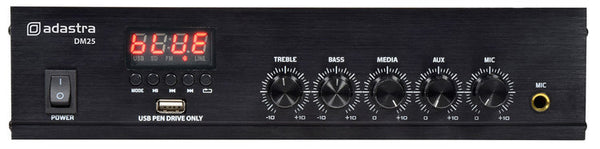 Adastra DM25 25W 100V/Low Impedance Mixer Amplifier with Bluetooth, USB & FM Tuner