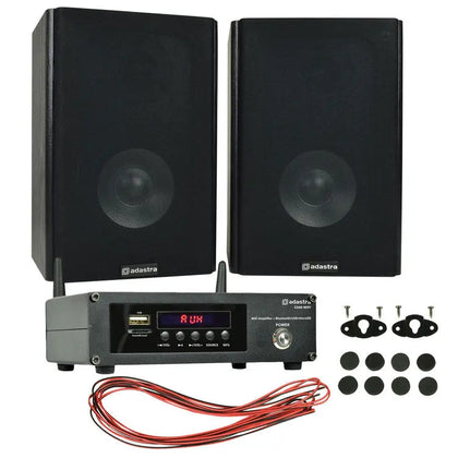 2 x Bookshelf Speakers and WiFi Streaming Amplifier Package Adastra Commercial Audio  VoIP Supplies