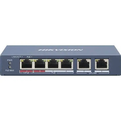 4-port Hikvision 100Mbps unmanaged PoE switch DS-3E0106HP-E 2x Uplink Hikvision PoE  VoIP Supplies