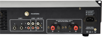 Adastra A2 2 Channel Stereo PA Amplifier, 2 x 200W, 4Ohm with Bluetooth connectivity