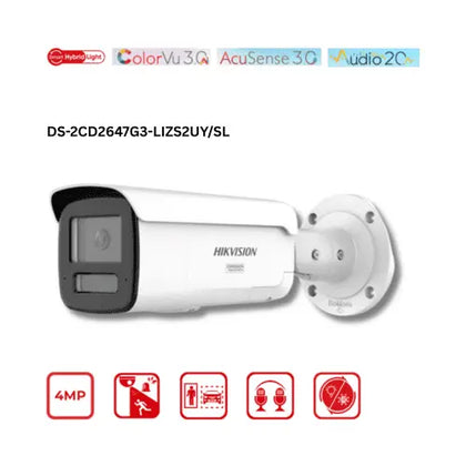 4MP Hikvision DS-2CD2647G3-LIZS2UY/SL Smart Hybrid w/ ColorVu Motorized Varifocal Bullet IP Camera Hikvision Hikvision  VoIP Supplies