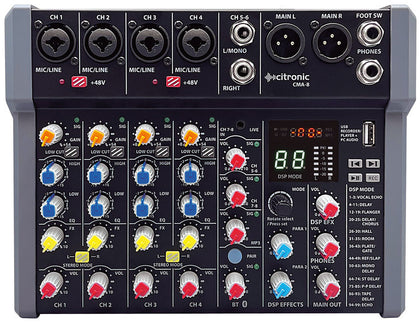 Citronic CMA-8 8-Channel Compact Mixer with Bluetooth, DSP & USB Record