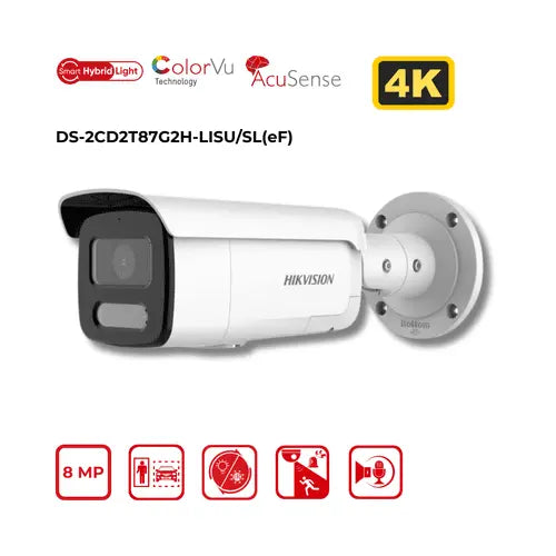 8 MP/4K Hikvision DS-2CD2T87G2H-LISU/SL(4mm)(eF) Smart Hybrid Light, ColorVu Fixed Bullet IP Camera Hikvision Hikvision  VoIP Supplies