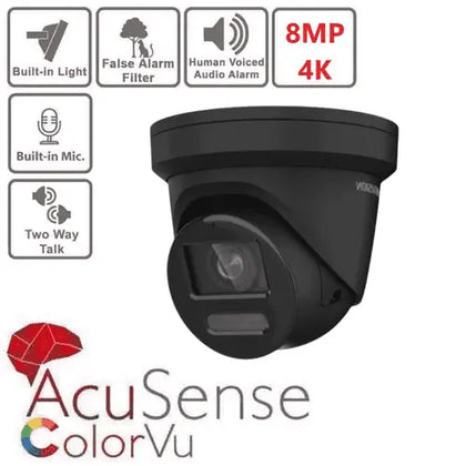 8 MP HIKVISION DS-2CD2387G2-LSU/SL(Black) COLORVU IP POE TURRET CAMERA + 2 WAY TALK (Offer) Hikvision Hikvision  VoIP Supplies
