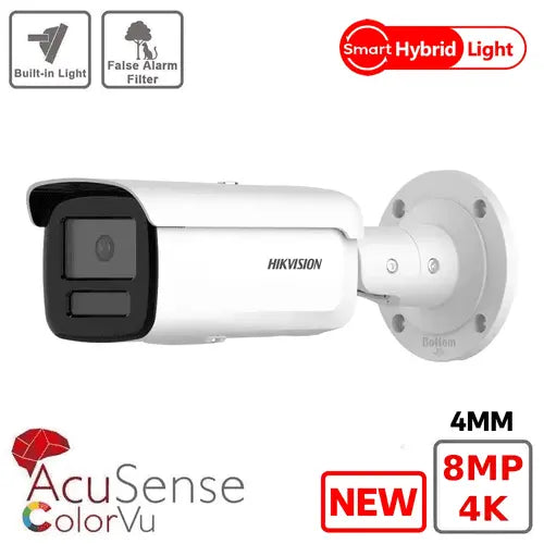 8MP Hikvision DS-2CD2T87G2H-LI 4K Smart Hybrid ColorVu and IR Acusense Turret Camera 4MM - New Hikvision Hikvision  VoIP Supplies