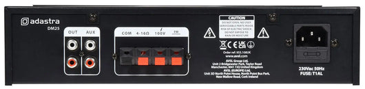 Adastra DM25 25W 100V/Low Impedance Mixer Amplifier with Bluetooth, USB & FM Tuner Adastra Commercial Audio  VoIP Supplies