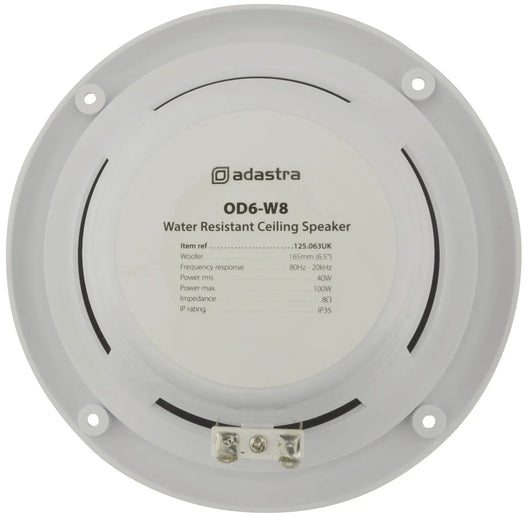Adastra OD6-B8 & OD6-W8, 8 ohms 6.5 inch Pair of In-Ceiling Speakers IP35 - Black or White Adastra Commercial Audio  VoIP Supplies
