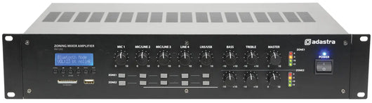 Adastra RM1202 2-Zone 100V Line Mixer Amplifier with Bluetooth, USB/SD & FM Tuner Adastra Commercial Audio  VoIP Supplies