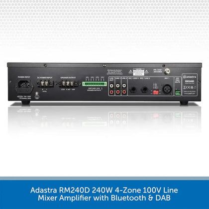 Adastra RM240D 240W 4-Zone 100V Mixer Amplifier with DAB+ & Bluetooth Adastra Commercial Audio  VoIP Supplies