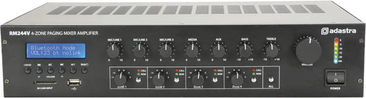 Adastra RM244V 100V Mixer Amplifier with 4-Zone Paging, Bluetooth & EQ Controls Adastra Commercial Audio  VoIP Supplies