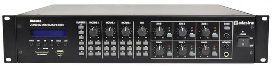 Adastra RM406 6-Zone 100V Mixer Amplifier with Bluetooth and built-in media player Adastra Commercial Audio  VoIP Supplies