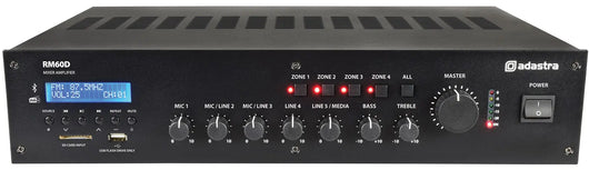 Adastra RM60D 60W 4-Zone 100V Mixer Amplifier with DAB+ & Bluetooth Adastra Commercial Audio  VoIP Supplies