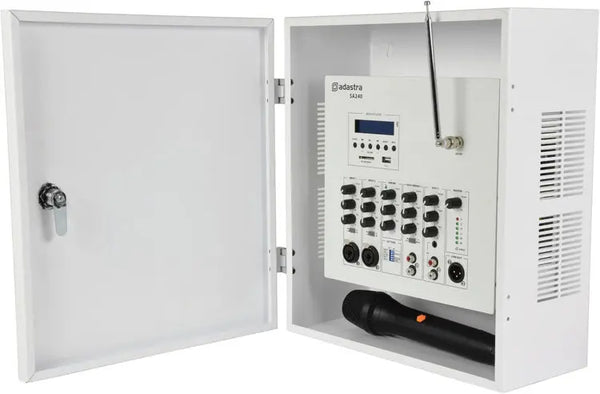 Adastra SA240 Secure Wall Mount Amplifier with Bluetooth, Media Player & Wireless UHF Microphone Adastra Commercial Audio  VoIP Supplies