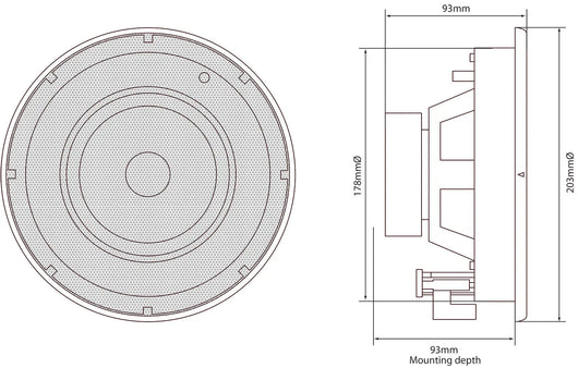 Adastra SL5, 5.25 inch, 35W, 8 Ohm, In-Ceiling Speakers with Sleek Edge Profile - Sold in pairs Adastra Commercial Audio  VoIP Supplies