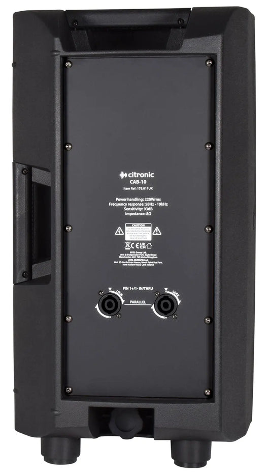Citronic CAB-10 10" 220W Passive PA Speaker, 8 Ohms - Black Citronic Commercial Audio  VoIP Supplies