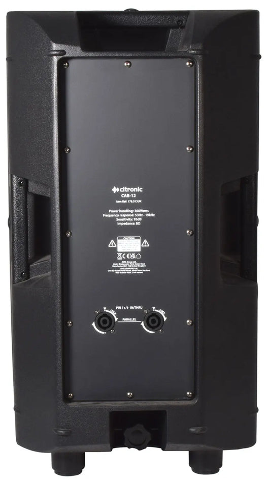 Citronic CAB-12 12" 300W Passive PA Speaker, 8 Ohms - Black Citronic Commercial Audio  VoIP Supplies