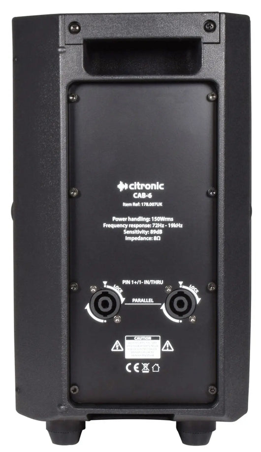 Citronic CAB-6 6.5" 150W Passive PA Speaker, 8 Ohms - Black Citronic Commercial Audio  VoIP Supplies