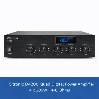 Citronic D4200 Quad Digital Power Amplifier 4 x 200W 4-8 Ohms Citronic Commercial Audio  VoIP Supplies