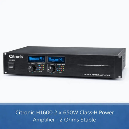 Citronic H1600 2 x 650W Class-H Power Amplifier - 2 Ohms Stable Citronic Commercial Audio  VoIP Supplies
