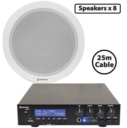 Compact 100V Ceiling Speaker Packages with Bluetooth & USB Adastra Commercial Audio  VoIP Supplies