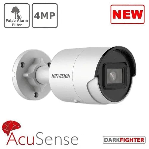 Hikvision DS-2CD2046G2-IU Pro Series AcuSense 4MP IP Bullet Camera, 4mm Fixed Lens, White Hikvision Bullet  VoIP Supplies