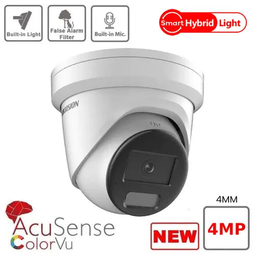Hikvision DS-2CD2347G2H-LIU 4MP Smart Hybrid ColorVu and IR Acusense Turret - 4MM Hikvision Hikvision  VoIP Supplies