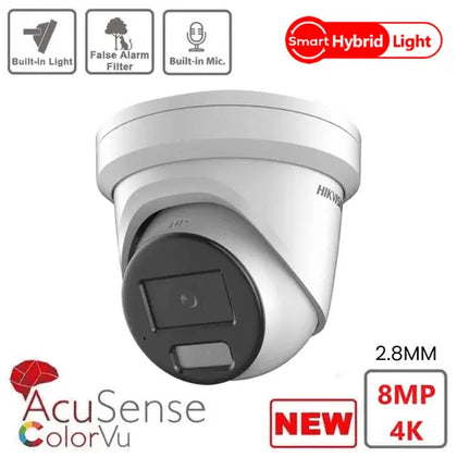 Hikvision DS-2CD2387G2H-LIU 8MP 4K Smart Hybrid ColorVu and IR Acusense Turret Camera 2.8MM - New Hikvision Hikvision  VoIP Supplies