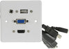 Multimedia Wallplate with 4K HDMI, VGA, USB and 3.5mm Audio Sockets - VoIP Supplies