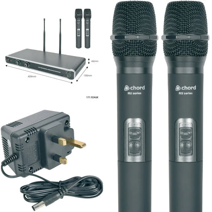 NU20 Dual UHF Wireless Microphone Systems chord Commercial Audio  VoIP Supplies