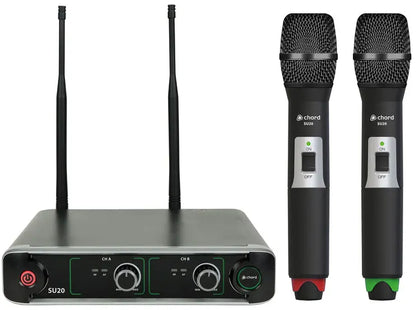 SU20 Compact Dual UHF Microphone Sets chord Commercial Audio  VoIP Supplies