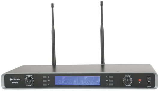Tuneable Dual UHF Handheld Microphone System Citronic Commercial Audio  VoIP Supplies