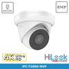 8MP HiLook IPC-T280H-MUF (C) IP Metal Turret Camera with 30m IR, Built in Mic PoE 2.8MM - White