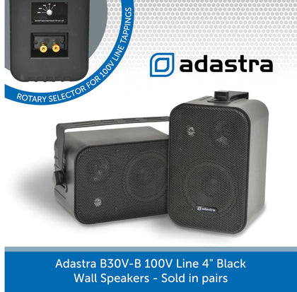 Adastra B30V-B 100V Line 4 inch Wall Mount Speakers, Black or White - Pair