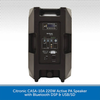 Citronic CASA-10A 220W Active PA Speaker with Bluetooth DSP & USB/SD