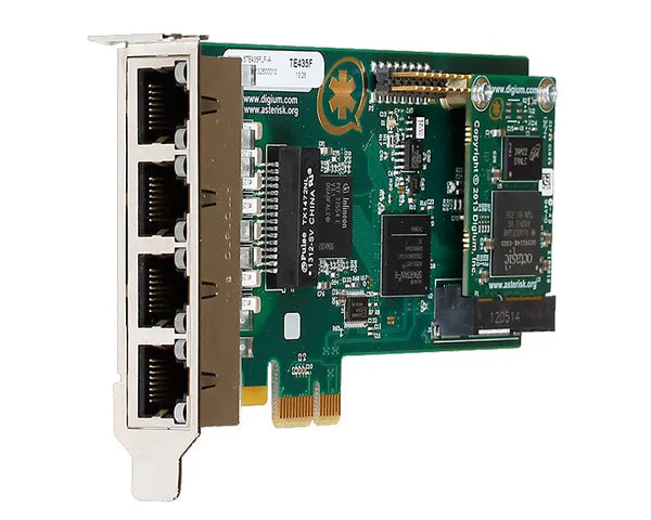 Digium Quad Span Digital T1/E1/J1/PRI PCI-Express x1 Card (1TE435BF) with Hardware Echo Cancellation (VPM128) voipsupplies   VoIP Supplies