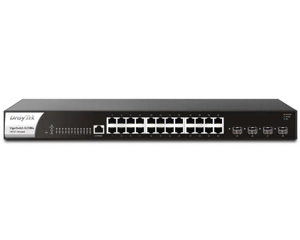 DrayTek VigorSwitch G2280x 10GB switch with 4 10GB SFP+ ports and 24GB ports Draytek   VoIP Supplies