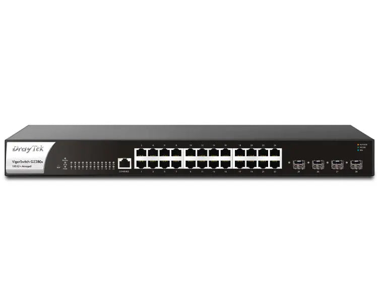 DrayTek VigorSwitch G2280x 10GB switch with 4 10GB SFP+ ports and 24GB ports Draytek   VoIP Supplies