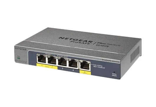 Netgear GS105PE ProSAFE Plus 5-Port Gigabit PoE Pass-Through Switch Netgear Switches  VoIP Supplies