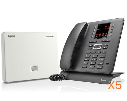 Gigaset N510IP Base Station and Maxwell C Phone bundle - Five handsets